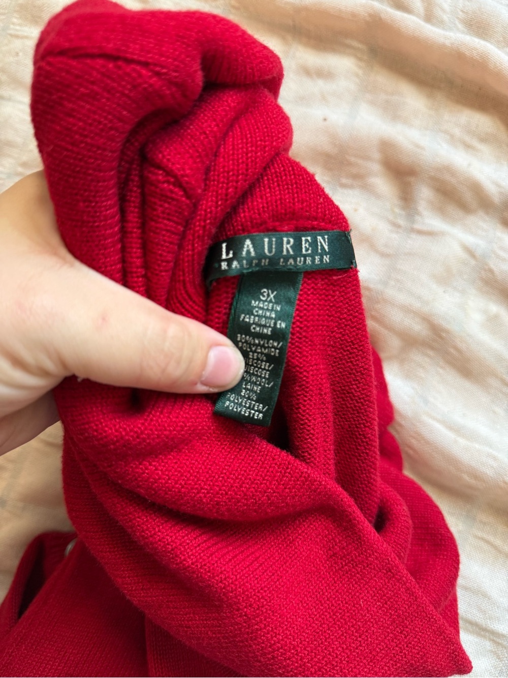 Lauren Ralph Lauren Red Cowl Neck Sweater with Button Cuffs - Picture 2 of 4